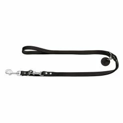 Hunter Rundleder Verstelbare Hondenlijn Zwart